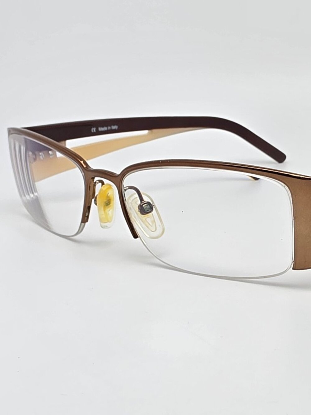 Escada VES 617SN Col. 0R80 Bronze Cream Semi Rimless Eyeglasses Frame Italy 52mm